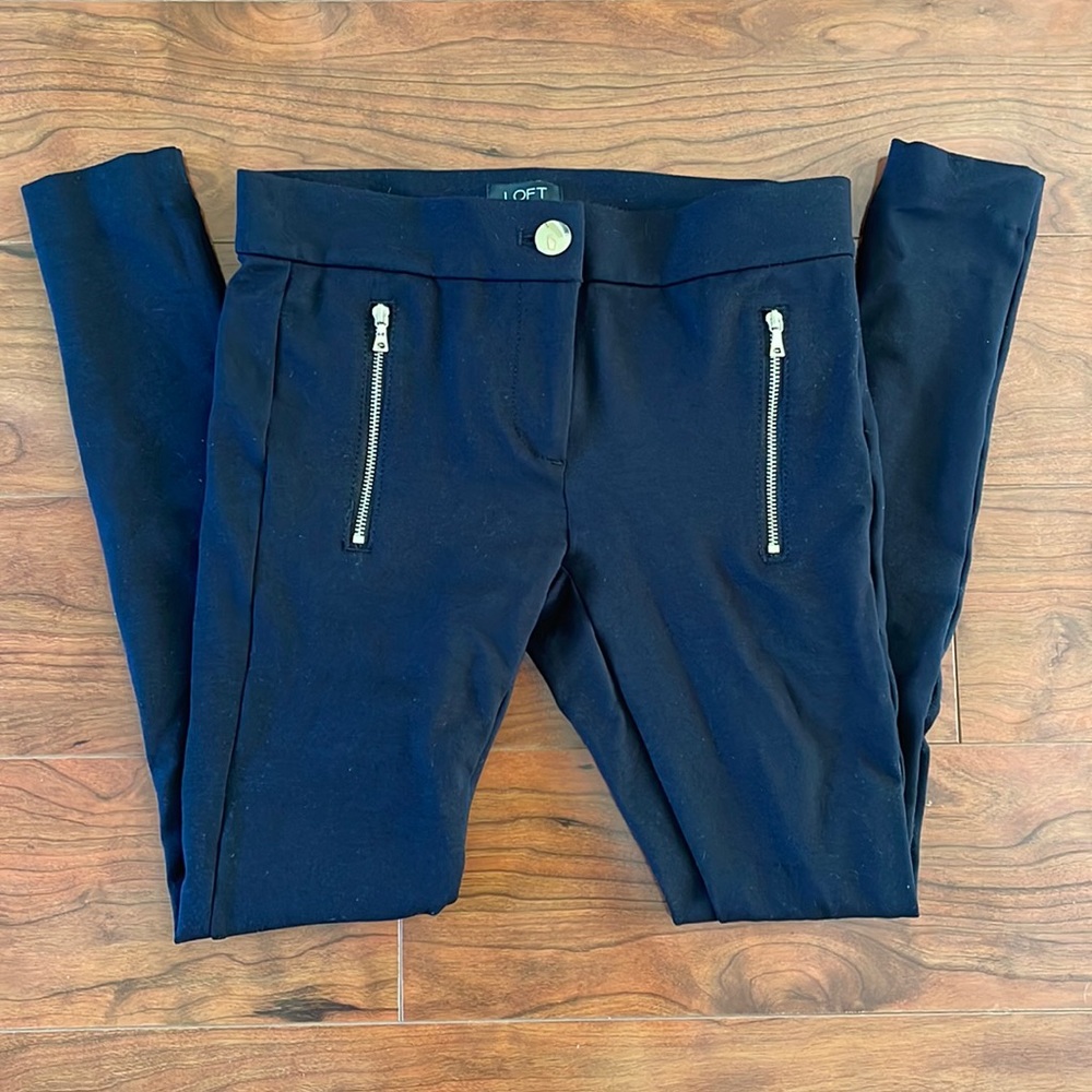 LOFT Black Mid Rise Trouser Dress Pants Jeggings